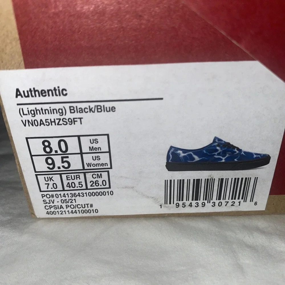 NIB‎ Vans 100% Authentic Lightning Black/Blue Sneaker, Unisex